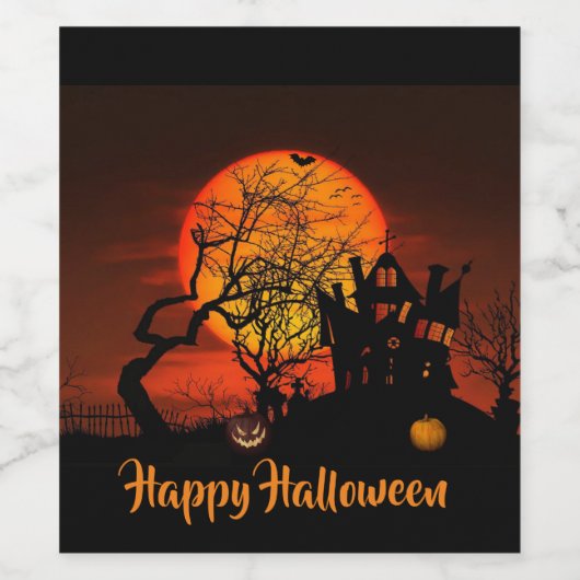 Fiery Full Moon Eten en Drinken Label Set Wijn Etiket (Enkel label)