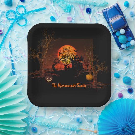 Fiery Full Moon Halloween Papieren Bordje (Feest)