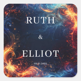 Fiery Galaxy Wedding Vierkante Sticker