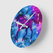 Fiery Galloping Black Horse Animal Art Ronde Klok (Hoek)