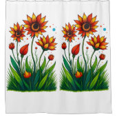 Fiery Garden Bloom Douchegordijn (Voorkant)