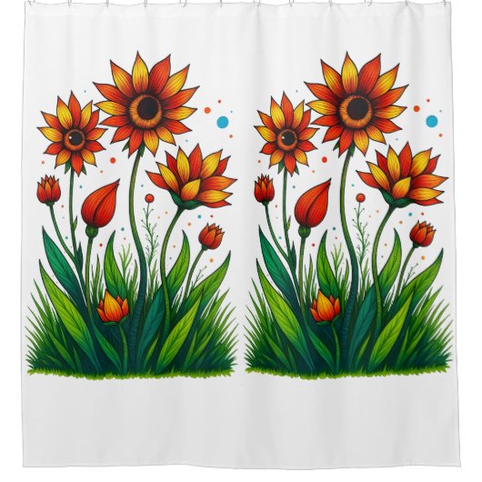 Fiery Garden Bloom Douchegordijn (Voorkant)
