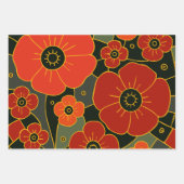 Fiery Garden – Stylized Poppy Bloom Inpakpapier Vel (Voorkant 3)