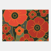 Fiery Garden – Stylized Poppy Bloom Inpakpapier Vel (Voorkant)