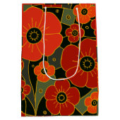 Fiery Garden – Stylized Poppy Bloom Medium Cadeauzakje (Achterkant)