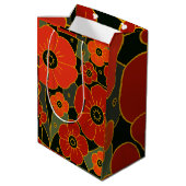 Fiery Garden – Stylized Poppy Bloom Medium Cadeauzakje (Achterkant Gekanteld)