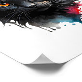 Fiery Gaze Black Cat Waterverf Animal Wall Art Poster (Hoek)