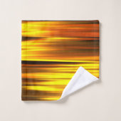 Fiery geel Sinaasappel bruin Abstract Design Monog Bad Handdoek (Wasdoekje)
