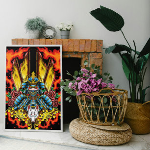 Fiery Geisha Samurai Poster