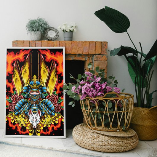 Fiery Geisha Samurai Poster