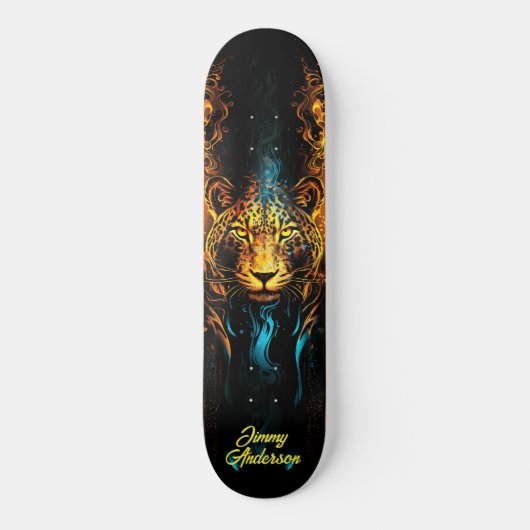 Fiery gloeiende tijger blauw & geel koele stijl persoonlijk skateboard (Voorkant)