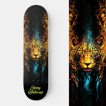 Fiery gloeiende tijger blauw & geel koele stijl persoonlijk skateboard<br><div class="desc">Rol in de schijnwerpers met ons Fiery Glowing Tiger Blue & Yellow Cool Style skateboard,  waar felle elegantie samengaat met elektrificerend design. Personaliseer het dek met je eigen tekst,  en laat je rit helder schijnen. Dit is nog eens 100% Snuggle Hamster Design.</div>