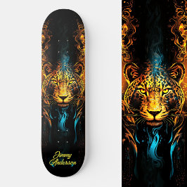 Fiery gloeiende tijger blauw & geel koele stijl persoonlijk skateboard