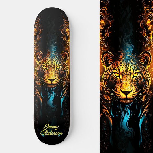 Fiery gloeiende tijger blauw & geel koele stijl persoonlijk skateboard