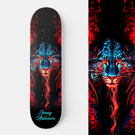 Fiery gloeiende tijger blauw & rood koele stijl persoonlijk skateboard