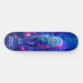 Fiery Glowing Blue Cheetah Cool Style Persoonlijk Skateboard (Horizontaal)
