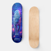 Fiery Glowing Blue Cheetah Cool Style Persoonlijk Skateboard (Voorkant)