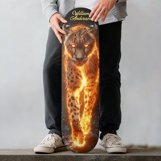 Fiery Glowing Cheetah Persoonlijk Skateboard