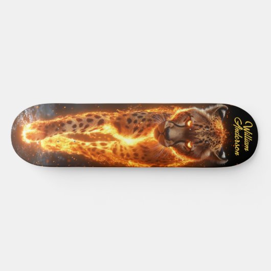Fiery Glowing Cheetah Persoonlijk Skateboard (Horizontaal)