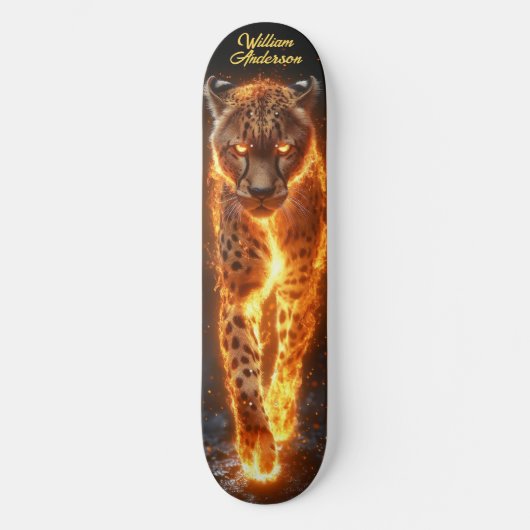 Fiery Glowing Cheetah Persoonlijk Skateboard (Voorkant)