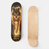 Fiery Glowing Wolf Persoonlijk Skateboard (Voorkant)