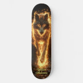 Fiery Glowing Wolf Persoonlijk Skateboard (Voorkant)