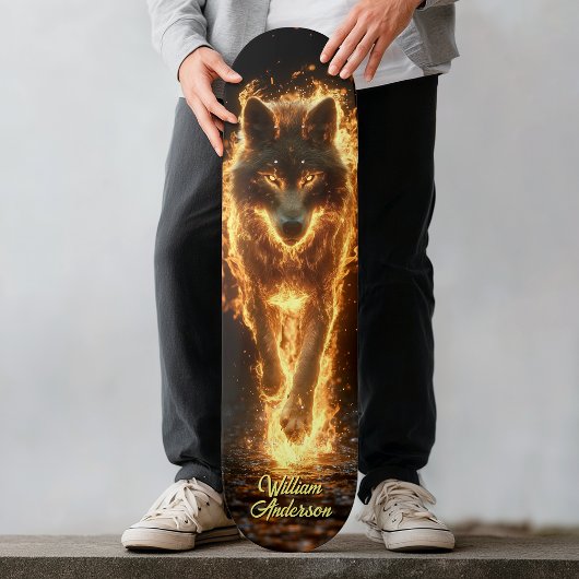 Fiery Glowing Wolf Persoonlijk Skateboard