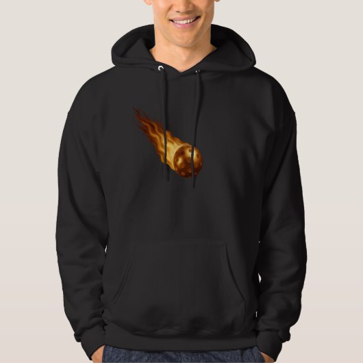Fiery Golden Flames - Pickleball Player Life Black Hoodie (Voorkant)