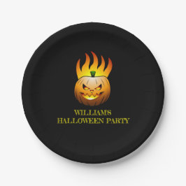 Fiery Halloween Pumpkin Paper Bord