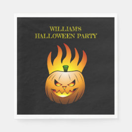 Fiery Halloween Pumpkin Paper Napkin Servet