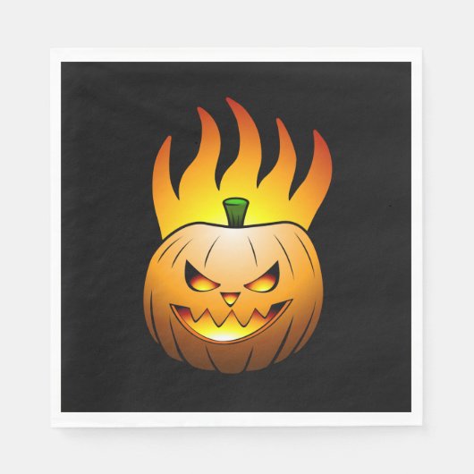 Fiery Halloween Pumpkin Paper Napkin Servet (Voorkant)