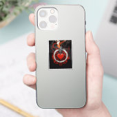 Fiery Heart & Revolver Custom Bookplate Sticker (Telefoon)