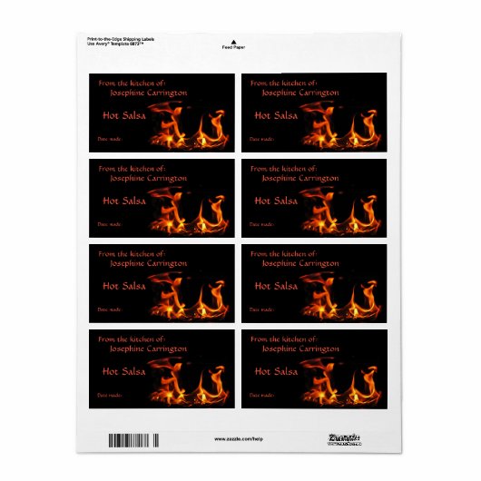 Fiery Heet Salsa Inblikken Labels (Full Sheet)