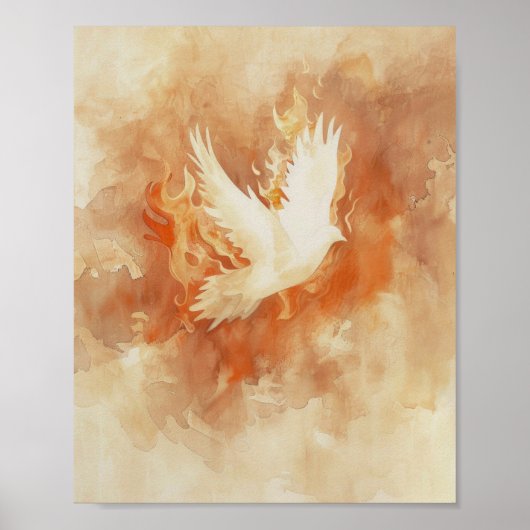 Fiery Holy Spirit Christelijke Waterverf muurkunst Poster (Voorkant)