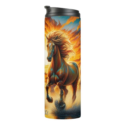 Fiery Horses Water Run Sunset Thermosbeker (Geroteerd rechts)