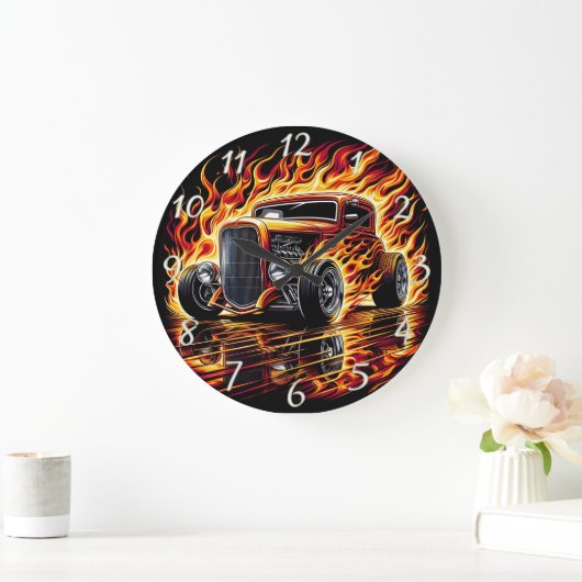 Fiery Hot Rod Automotive Grote Klok (Huis)