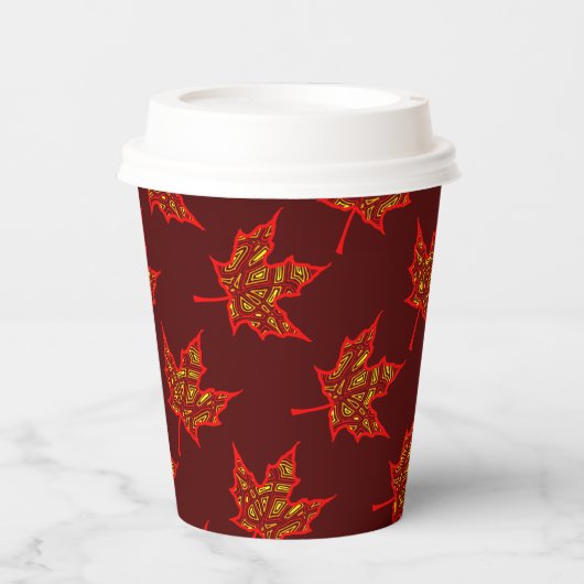 Fiery Leaf Paper Cup Papieren Bekers (Voorkant)