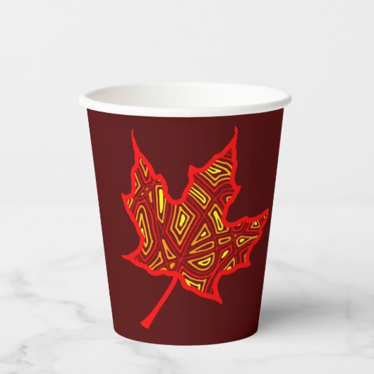 Fiery Leaf Paper Cup Papieren Bekers (Voorkant)