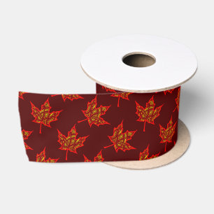Fiery Leaf Satijnen Lint