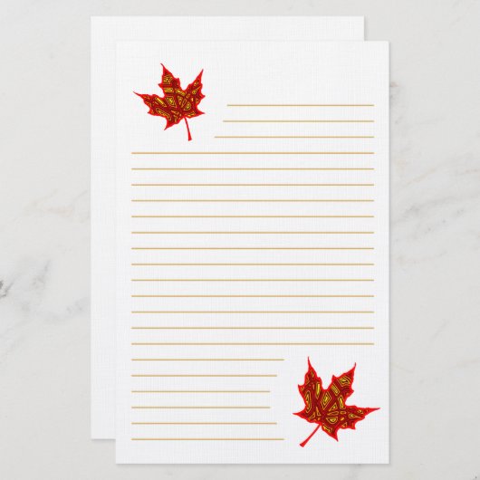 Fiery Leaves Briefpapier (Voorkant / Achterkant)