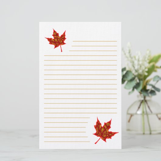 Fiery Leaves Briefpapier (Staand voorkant)