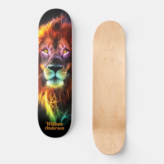 Fiery Lion Glowing Cool Style Persoonlijk Skateboard (Voorkant)