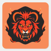 Fiery Lion Head Illustratie Vierkante Sticker (Voorkant)