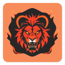 Fiery Lion Head Illustratie