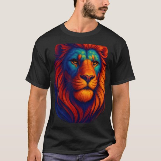 fiery lion head realistic t cshrt men powrful bold t-shirt (Voorkant)