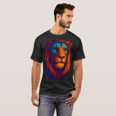 fiery lion head realistic t cshrt men powrful bold t-shirt (Voorkant volledig)