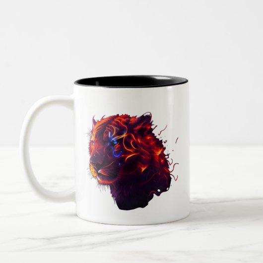 Fiery Lion Head Tweekleurige Koffiemok (Links)