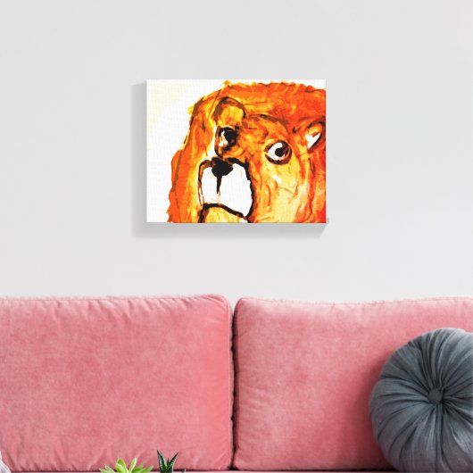 Fiery Lion Stretched Canvas Afdrukken (Insitu (Woonkamer))