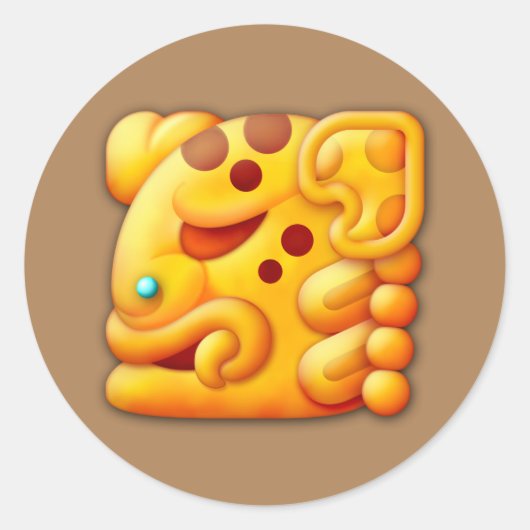 Fiery Maya Animal Head Ronde Sticker (Voorkant)