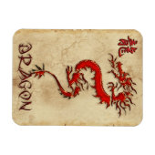 Fiery Metal-look Tribal Dragon 3 Asian Art Magnet Magneet (Horizontaal)